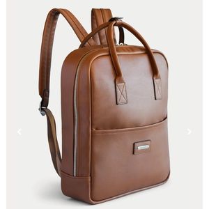 Leather backpack, Carmel color